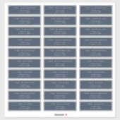ネイビクラシックーブルー白結婚人住所 シール (シート)