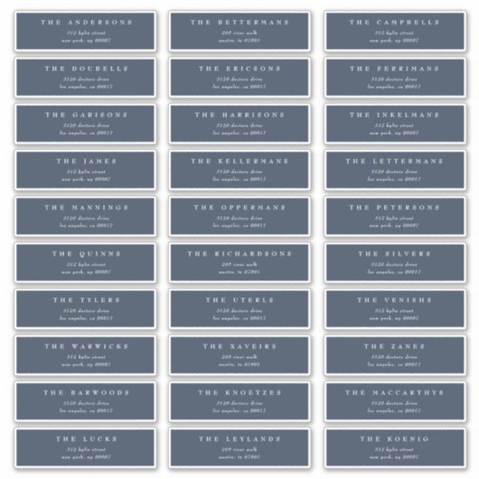 ネイビクラシックーブルー白結婚人住所 シール (正面)