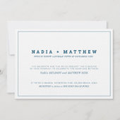 ネイビクラシックーミニマルブルーとホワイト結婚ズ 招待状 (正面)