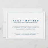 ネイビクラシックーミニマルブルーとホワイト結婚ズ 招待状 (正面)