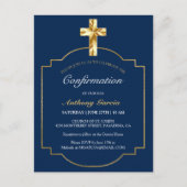 ネイビクラシックー金ゴールドクロス確認招待状 ポストカード (正面)