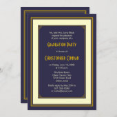 ネイビクラシックー金ゴールドボーイズメンズ卒業招待状 招待状 (正面/裏面)