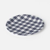 ネイビクラシックー・ブルーとホワイトの格子模様 ペーパープレート (アングル)