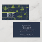 ネイビクールーブルー,ライムグリーンのマ航海のップ 名刺 (正面/裏面)