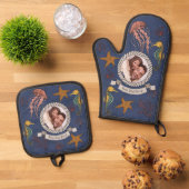 ネイビクールー航海のシーホース写真最高のパパ 鍋つかみ&鍋敷きセット (トップダウン)