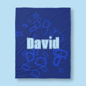 ネイビクールー&ライトブルーのモノグラムと名前 フリースブランケット