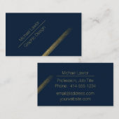 ネイビコンテンポラリーーブルーと金ゴールド名刺 名刺 (正面/裏面)