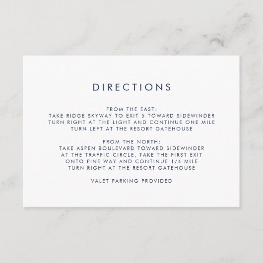 ネイビシンプルーとホワイトの方向 エンクロージャーカード (正面)