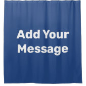 ネイビシンプルーとホワイトの追加メッセージ文字テンプレート シャワーカーテン (正面)