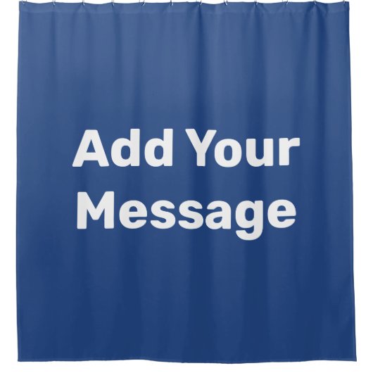 ネイビシンプルーとホワイトの追加メッセージ文字テンプレート シャワーカーテン (正面)