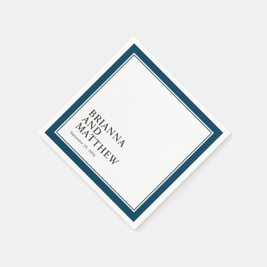 ネイビシンプルークラシックブルーのダブルフレーム スタンダードカクテルナプキン (角)