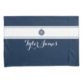 ネイビシンプルーコンパススクリパーソナライズされたプト 枕カバー (正面右)