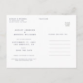 ネイビシンプルーバラ金ゴールド写真ウェディング日付を保存 案内ポストカード (裏面)