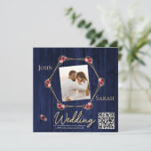 ネイビシンプルーブルブルゴーニュ写真結婚のQRコード (スタンド正面)