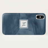 ネイビシンプルーブルーパープル大理石モノグラモダンム Case-Mate iPhoneケース (裏面(横))