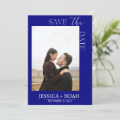 ネイビシンプルーブルー日付の保存結婚式招待状 招待状 (スタンド正面)