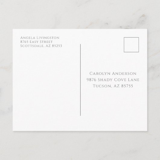 ネイビシンプルーホワイト事前アドレスありがとうはがき ポストカード (裏面)