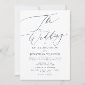 ネイビシンプルー・ブルーとホワイト・フォトオーバーレイ結婚ズ 招待状 (正面)