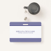 ネイビシンプルー – ブルーラインフレーム バッジ (正面リトラクタブル付き)