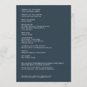 ネイビシンプルー・ブルー孤立した名結婚称式 プログラム (裏面)