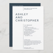 ネイビシンプルー・ブルー孤立した名結婚称式 プログラム (正面/裏面)