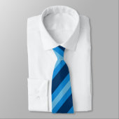 ネイビシンプルー&ライトブルー対角線ストライプ模様 ネクタイ (タイ)