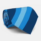 ネイビシンプルー&ライトブルー対角線ストライプ模様 ネクタイ (ロール)