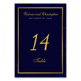 ネイビスタイリッシューブルーと金ゴールド結婚ズ テーブルナンバー