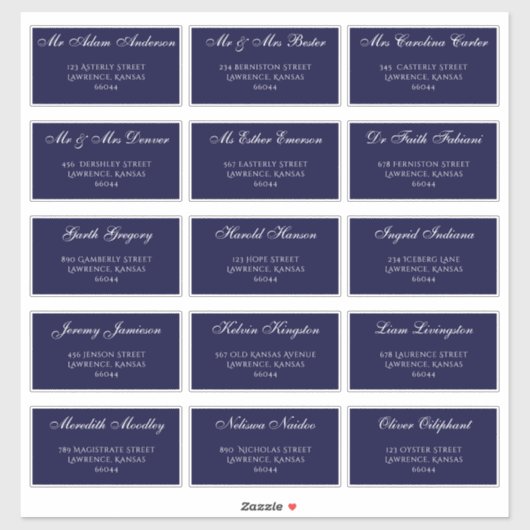 ネイビスタイリッシューブルー結婚のゲスト個人アドレス シール (シート)