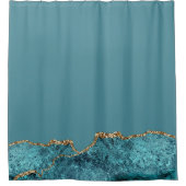 ネイビスタイリッシューブルー金ゴールドアゲエデシック シャワーカーテン (正面)