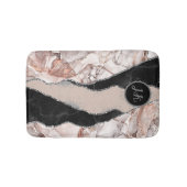 ネイビスタイリッシューブルー金ゴールドアゲートジオードシックモノグラム バスマット (正面)