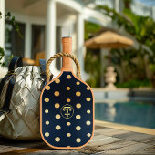 ネイビスタイリッシュー航海のブルー&金ゴールドいかりモノグラム ピックルボールラケット