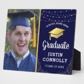 ネイビスタイリッシュー&金ゴールドクラス2025卒業写真 フォトプラーク (側面)