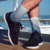 ネイビストライプのーブルーとホワイトのモダン抽象芸術パターン ソックス