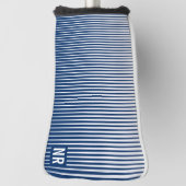 ネイビストライプのーブルー&ホワイトモダン抽象芸術カスタム ゴルフヘッドカバー (回転90)