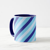 ネイビストライプのーブルー、ホワイト、ターコイズ マグカップ (正面左)