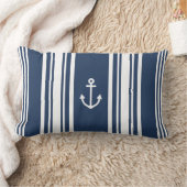 ネイビストライプの航海のー装飾用クッション ランバークッション (ブランケット)