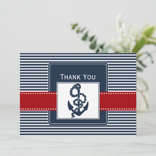 ネイビストライプーいかりさん航海のは結婚有難うござう サンキューカード (スタンド正面)