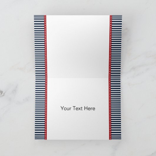 ネイビストライプーいかりさん航海のは結婚有難うござう サンキューカード (内部)