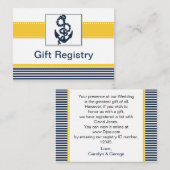 ネイビストライプーいかりギフト航海のレジストリ エンクロージャーカード (正面/裏面)