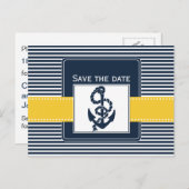 ネイビストライプーいかり航海の、日付の保存 案内ポストカード (正面/裏面)