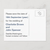 ネイビストライプーいかり航海の、日付の保存 案内ポストカード (裏面)