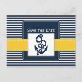 ネイビストライプーいかり航海の、日付の保存 案内ポストカード