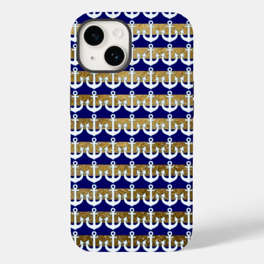 ネイビストライプーのいかりパターン Case-Mate iPhoneケース (裏面)