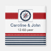 ネイビストライプーのコンパ航海のス、日付を保存 マグネット (正面)