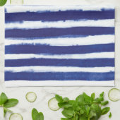 ネイビストライプーの水彩キッチンタオル キッチンタオル (折り畳み)