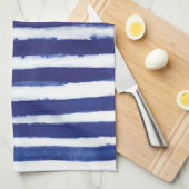 ネイビストライプーの水彩キッチンタオル キッチンタオル (四つ折り)