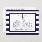 ネイビストライプーブライダルシャワーレシピカード インビテーションポストカード (正面/裏面)