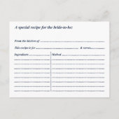 ネイビストライプーブライダルシャワーレシピカード インビテーションポストカード (裏面)