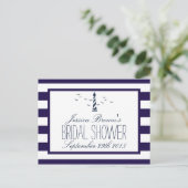 ネイビストライプーブライダルシャワーレシピカード インビテーションポストカード (スタンド正面)